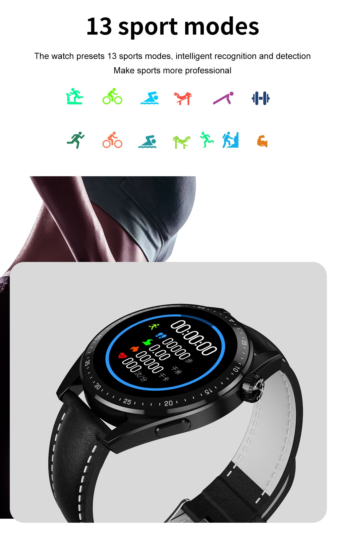 商品[国内直发] GLENVINTEN|格岚云顿 Q5 max新款蓝牙NFC无线支付智能运动通话AI手表IP68防水,价格¥535,第12张图片详细描述