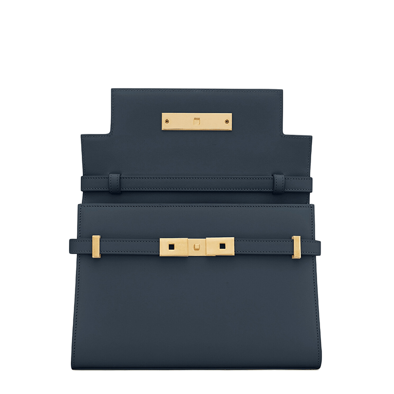 商品Yves Saint Laurent|SAINT LAURENT PARIS/圣罗兰 YSL 22新款MANHATTAN系列 女士小号湛蓝色牛皮革翻盖单肩手提包6756260SX0W4227,价格¥16969,第5张图片详细描述