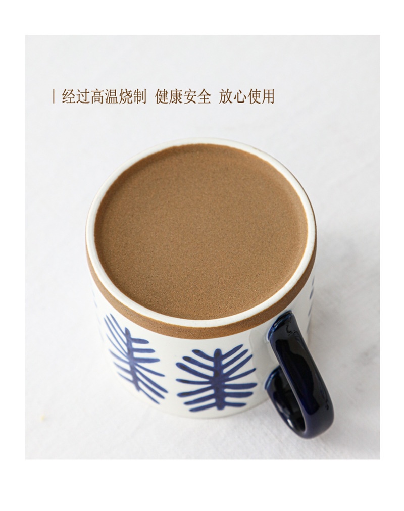 商品[国内直发] YeeCollene|复古手绘粗陶马克杯ins釉下彩中式咖啡杯个性小众陶瓷燕麦杯水杯,价格¥90,第6张图片详细描述