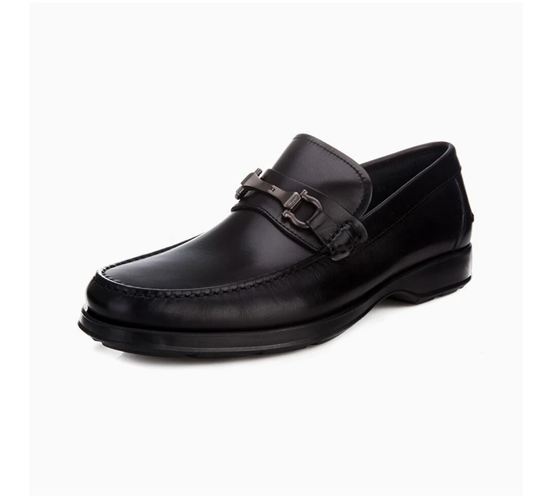 商品Salvatore Ferragamo|SALVATORE FERRAGAMO 男款黑色牛皮平底休闲鞋  0512707,价格¥2517,第5张图片详细描述