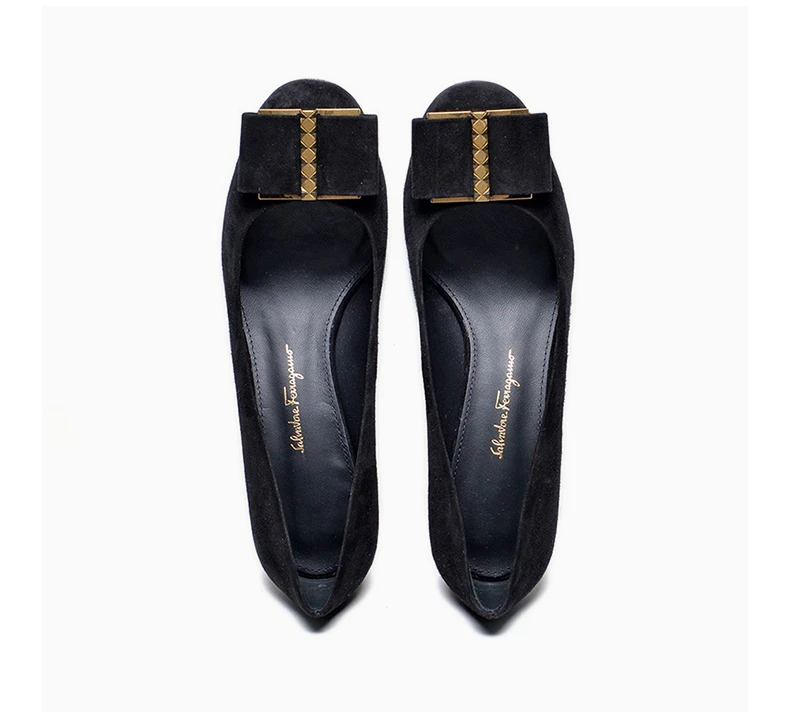 商品Salvatore Ferragamo|SALVATORE FERRAGAMO 女士黑色牛皮奢侈品高跟鞋 0715154,价格¥2725,第6张图片详细描述