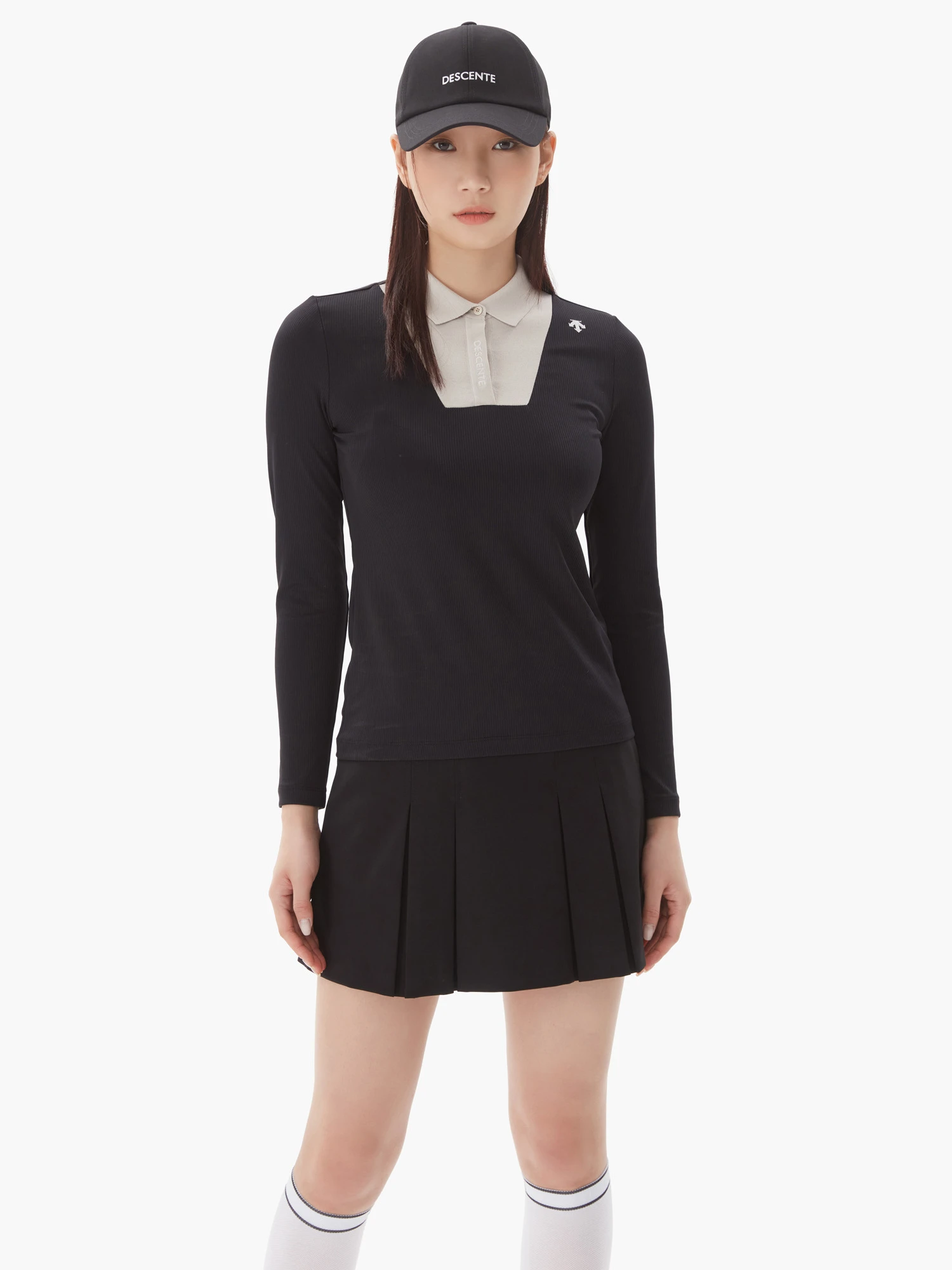 商品【预售商品15天发货】 DESCENTE|高球系列女性高性能混合长袖T恤适合多种场合穿着 DP12WFTL23-LBLG,价格¥893,第3张图片详细描述