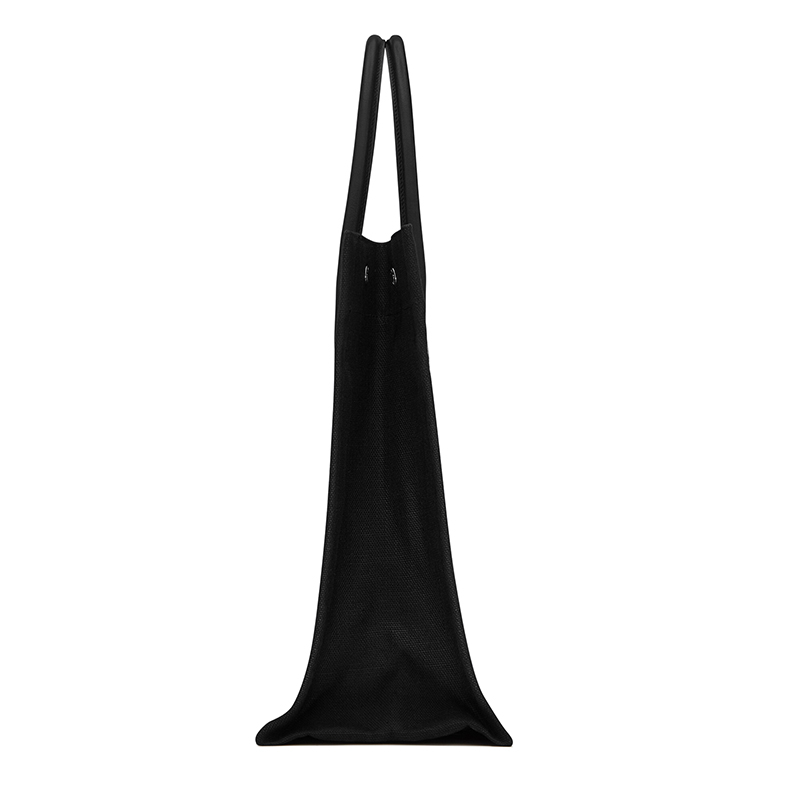 商品Yves Saint Laurent|SAINT LAURENT PARIS/圣罗兰 YSL RIVE GAUCHE系列 男女通用大号黑色刺绣拉菲草三个ysl印花暗扣手提斜挎单肩包5094152M21E1050,价格¥12766,第4张图片详细描述
