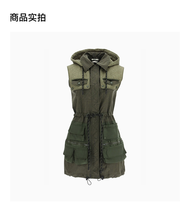 商品[国内直发] Fendi|FENDI 女士绿色棉质连衣裙 FLD535-AFM1-F1DO7,价格¥9818,第4张图片详细描述