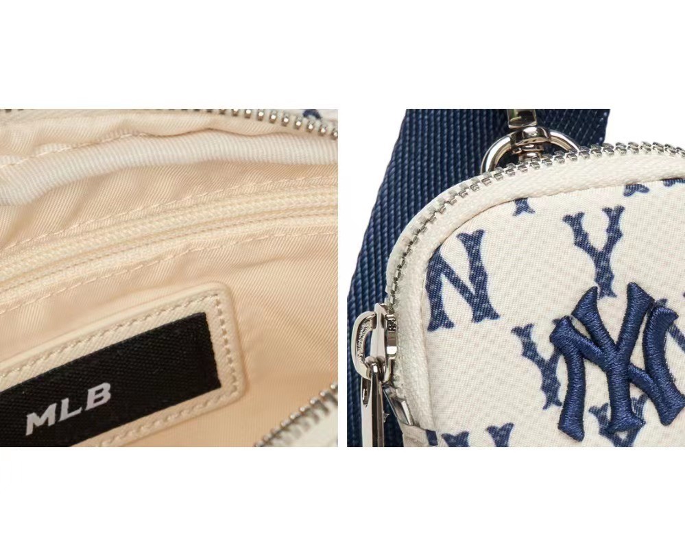 商品MLB|【SAvenue】MLB 复古老花满印 大字母LOGO NY纽约洋基队 斜跨包子母包 米色 3ACRS012N-50CRS-LY,价格¥336,第3张图片详细描述