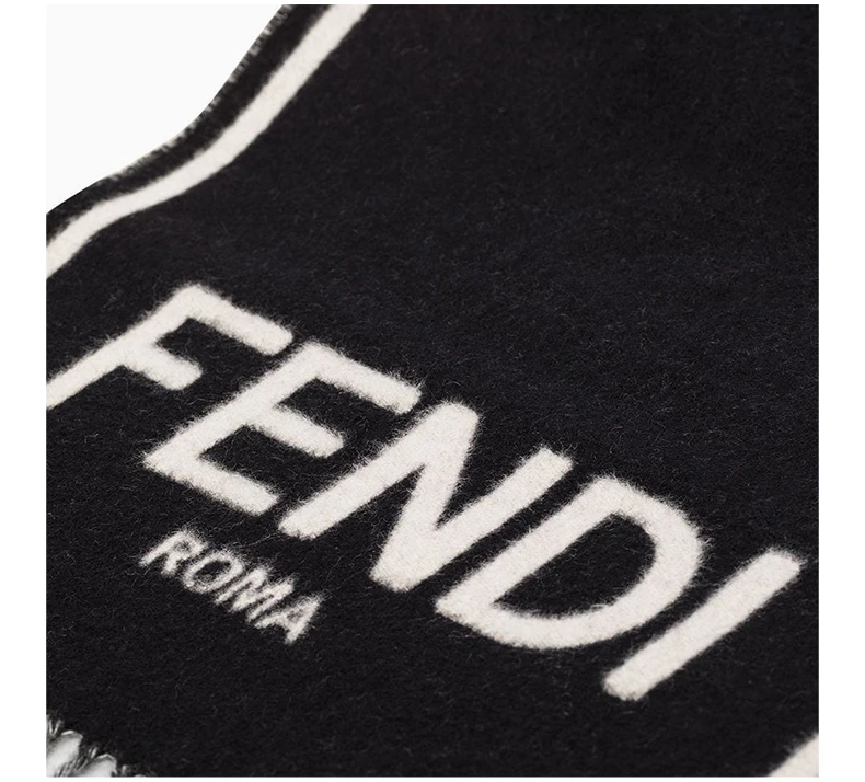 商品Fendi|FENDI 女士黑色羊绒围巾 FXT322-AEOR-F0ZE7,价格¥4043,第4张图片详细描述
