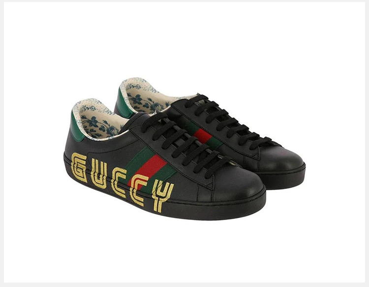 商品[国内直发] Gucci|GUCCI 古驰 男士字母花卉印花黑色休闲运动鞋 523455-0G290-1074,价格¥6533,第11张图片详细描述