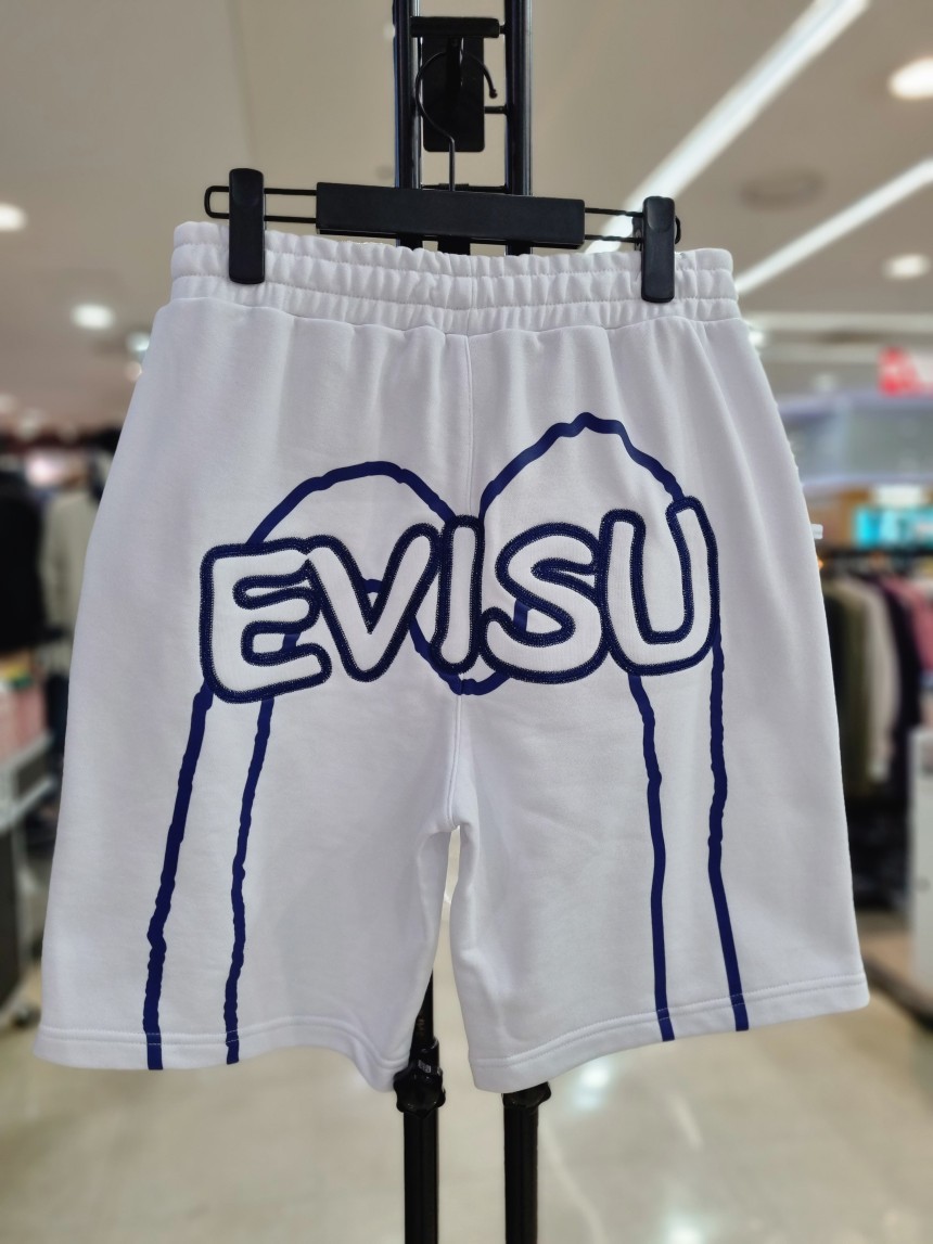 商品Evisu|【享贝家】韩版Evisu 惠美寿福神新款休闲短裤运动短裤 蓝色/白色（预售款，10天发货）EU2UZP702,价格¥172,第8张图片详细描述