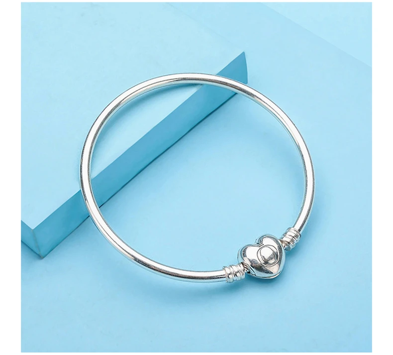 商品PANDORA|PANDORA 潘多拉 Moments标志心形链扣925银手镯 596268,价格¥322,第6张图片详细描述