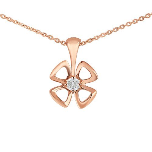 商品BVLGARI|  BVLGARI/宝格丽 FIOREVER系列 18K金玫瑰金镶10分钻花瓣项链 355324,价格¥17631,第4张图片详细描述