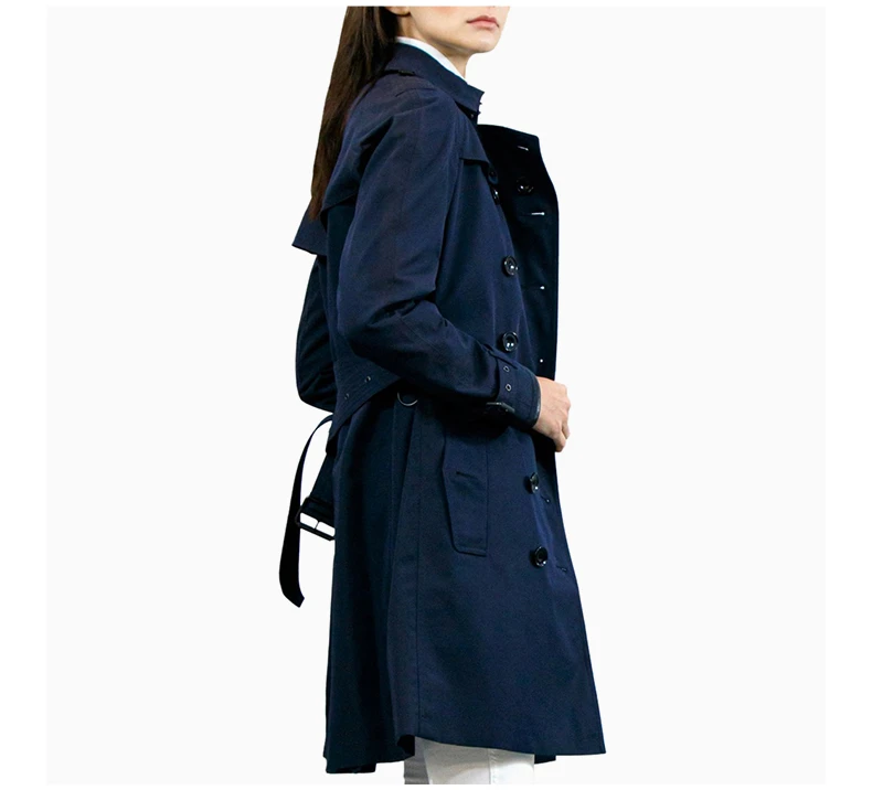 商品[国内直发] Burberry|BURBERRY 海军蓝色女士风衣 3946321,价格¥12276,第8张图片详细描述