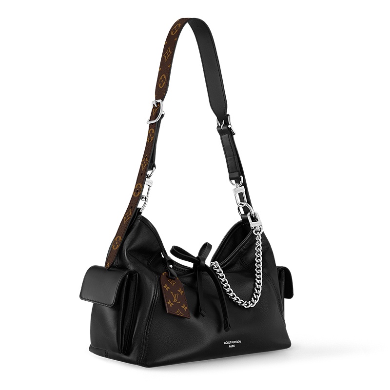 商品Louis Vuitton|【现货】路易威登24新款 女士小号黑色小羊皮皱纹细节银链单肩包M24861,价格¥25830,第18张图片详细描述