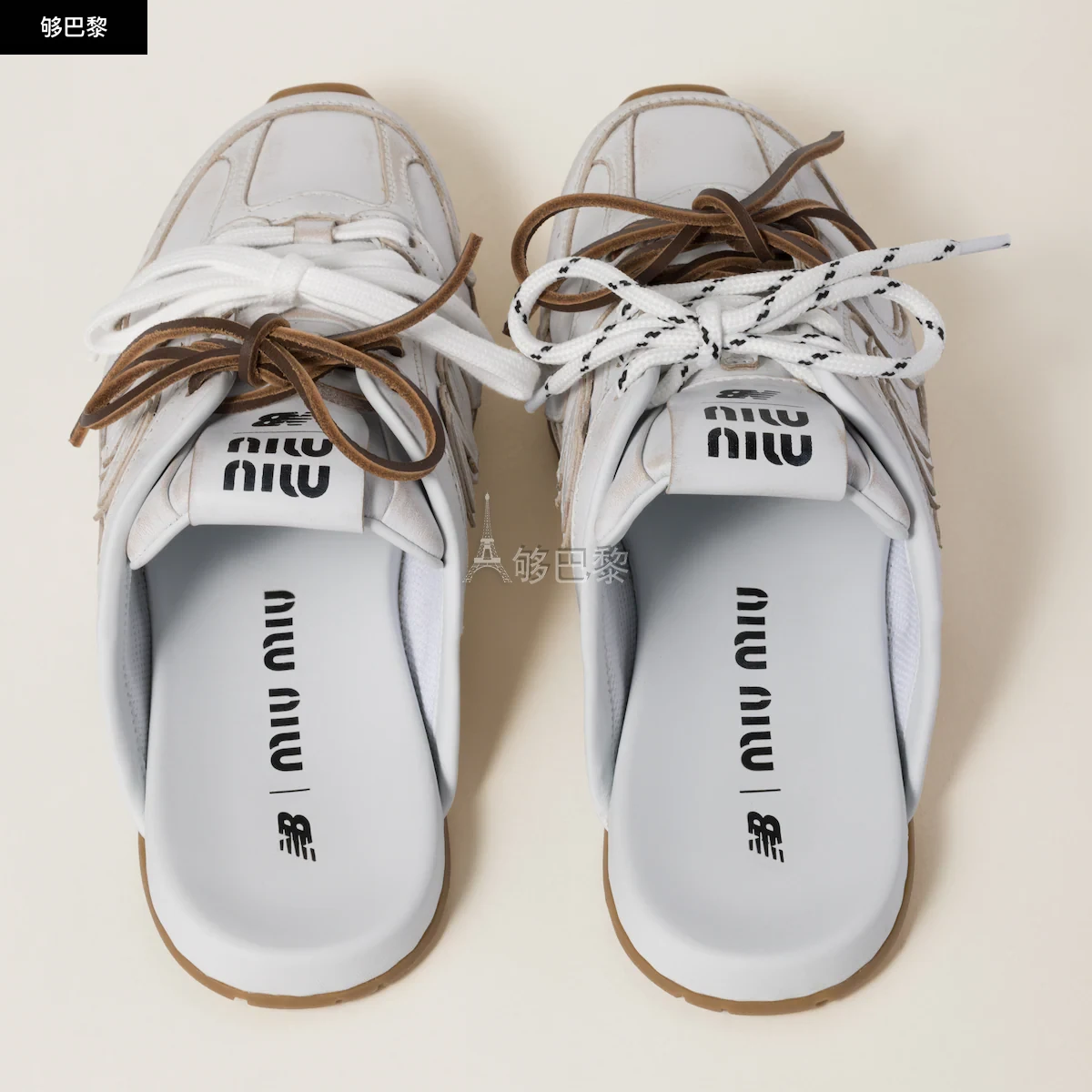 商品Miu Miu|【预售】 缪缪 24秋冬 女士 休闲运动鞋 Mules New Balance X Miu Miu 530 SL 5E333E_3G48_F0009_F_005,价格¥8940,第5张图片详细描述