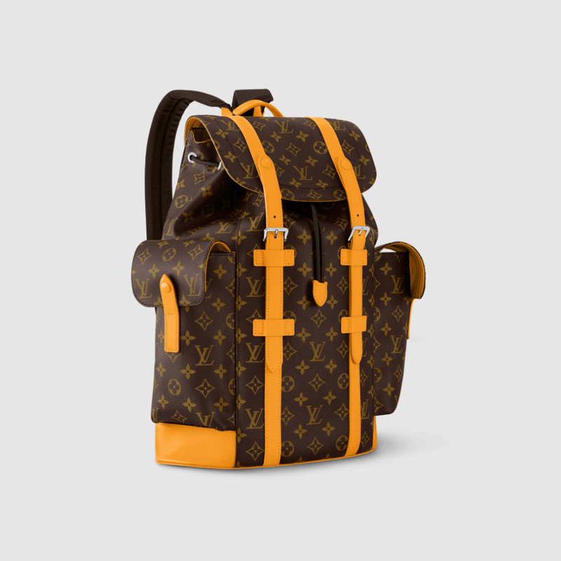 商品Louis Vuitton|【预售十天】路易威登 男士棕色/黄色老花帆布/牛皮双肩包 M13202,价格¥25734,第5张图片详细描述