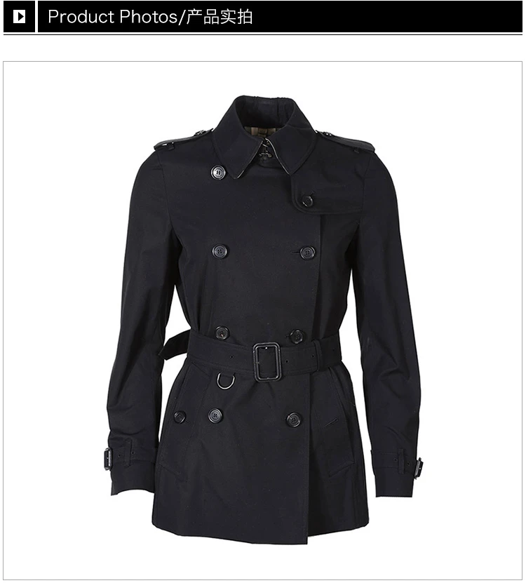 商品[国内直发] Burberry|BURBERRY 黑色女士风衣 3897367,价格¥7735,第4张图片详细描述