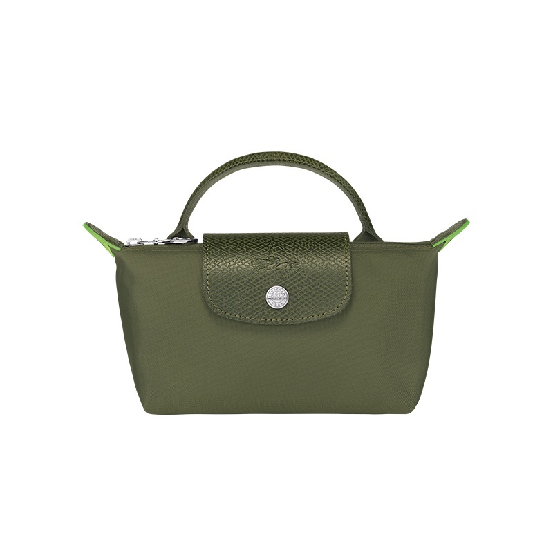 商品Longchamp|现货LONGCHAMP/珑骧 女士灰色帆布银色五金按扣拉链开合手提化妆包,价格¥675,第7张图片详细描述