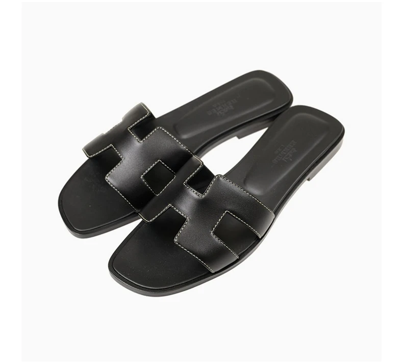 商品[国内直发] Hermes|HERMèS 黑色女士露趾平底拖鞋 SANDAL8938NEW,价格¥8171,第5张图片详细描述