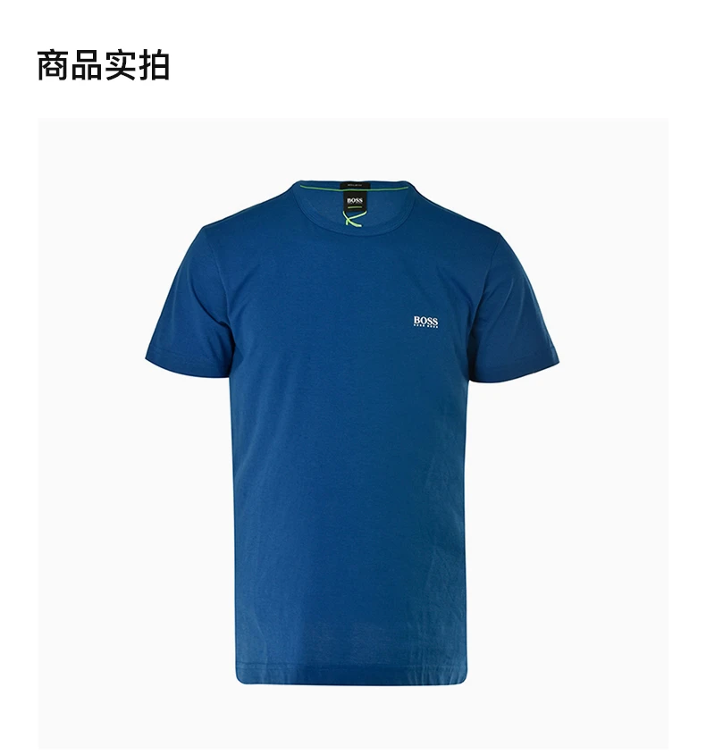 商品Hugo Boss|Hugo Boss 雨果博斯 男士蓝色纯色款棉质短袖T恤 TEE-181-6415-420,价格¥463,第4张图片详细描述