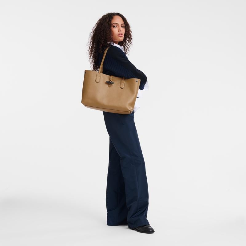 商品Longchamp|珑骧 Le Roseau系列大号女士棕色皮革单肩包 L2686968026,价格¥4710,第8张图片详细描述