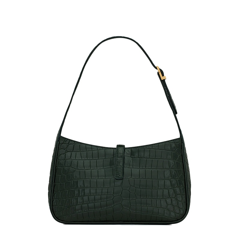 商品Yves Saint Laurent|SAINT LAURENT PARIS/圣罗兰 YSL 22春夏新款LE 5 À 7系列 女士深绿色鳄鱼压纹牛皮革标志金扣单肩手提腋下包,价格¥16083,第4张图片详细描述