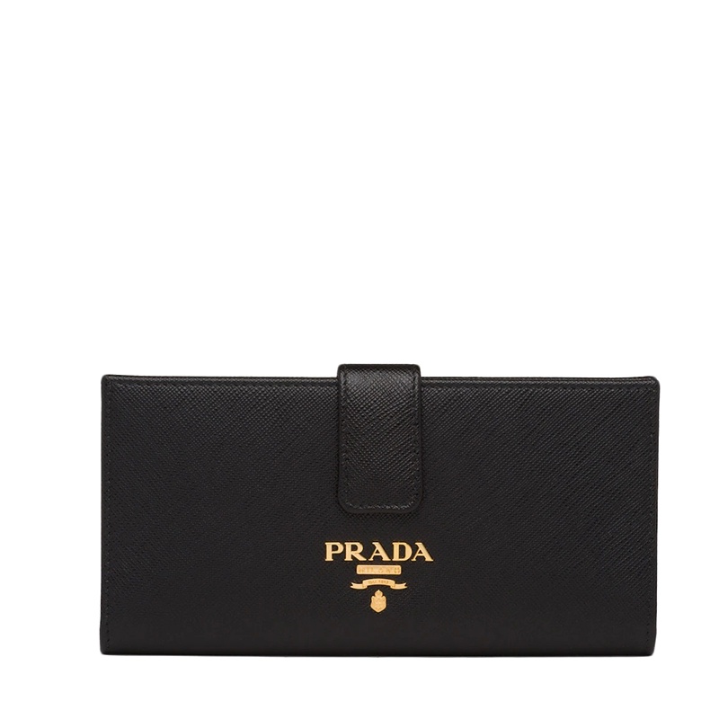 商品Prada|PRADA/普拉达 22春夏新款 女士大号黑色皮革金标扣带长款钱包1MV025_QWA_F0002,价格¥5255,第3张图片详细描述