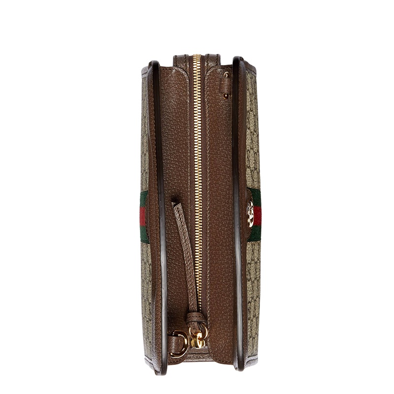 商品Gucci|【现货】古驰 22春夏新款Ophidia系列 女士小号米色/乌木色老花帆布配棕色皮革红绿织带金扣链式单肩手提包托特包 69372496IWO8745,价格¥12911,第7张图片详细描述