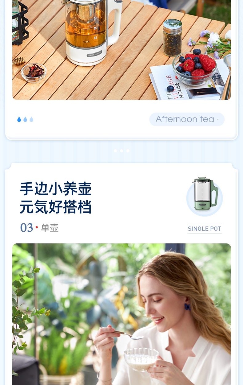 商品[国内直发] Morphy Richards|分体养生壶家用多功能煮茶器MR6085办公室小型600ML便携茶壶 1件装,价格¥319,第17张图片详细描述