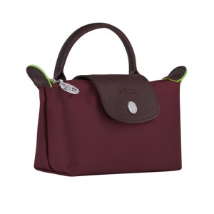 商品Longchamp|【SAvenue】LONGCHAMP 珑骧 帆布拼牛皮饺子包手提包 mini款 女款 深红色拼棕色(提示：保税仓货品一人不可超过5单)3597922209708（34175919009-22F）,价格¥439,第2张图片详细描述