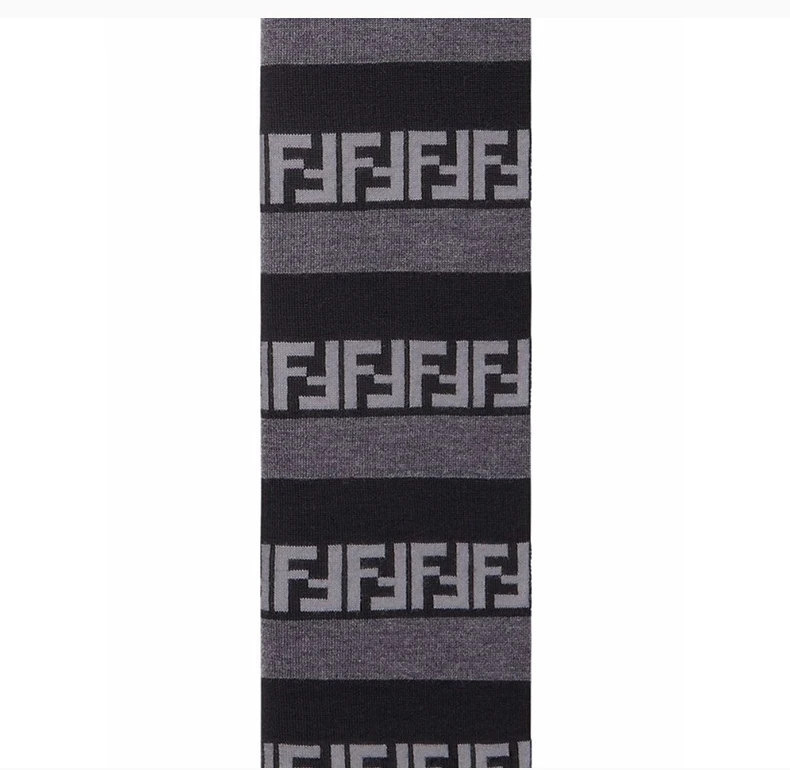 商品[国内直发] Fendi|FENDI 男士黑灰拼色围巾 FXS124-AH84-F13C0,价格¥3515,第5张图片详细描述