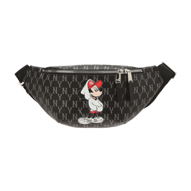 商品MLB|【SAvenue】MLB X DISNEY联名款复古NY满印老花腰包 男女同款 黑色/米色(提示：保税仓货品一人不可超过5单)32BGKC011 LY,价格¥283,第12张图片详细描述