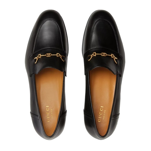 商品Gucci|【包税】GUCCI/古驰 22秋冬新款 女士黑色皮革互扣式双G马衔扣乐福鞋6582681W6001000,价格¥6375,第5张图片详细描述
