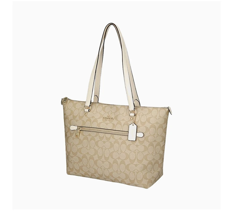 商品[国内直发] Coach|coach 女士大号卡其色PVC手提单肩包 79609IMDQC,价格¥1335,第5张图片详细描述