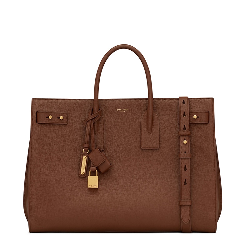 商品Yves Saint Laurent|SAINT LAURENT PARIS/圣罗兰 YSL 22春夏新款SAC DE JOUR系列 男士大号棕色粒面皮革金锁金扣单肩手提包631526DTI0W2126,价格¥22403,第2张图片详细描述