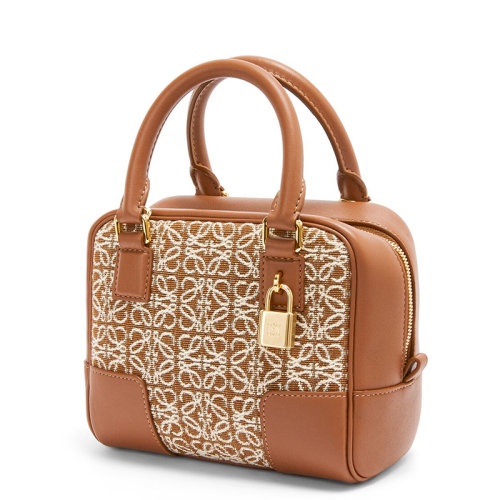 商品Loewe|【包税】LOEWE/罗意威 Amazona 16系列 女士棕褐色/山核桃色徽标提花帆布配皮饰金锁单肩手提包A039N21X03-2713,价格¥15401,第2张图片详细描述