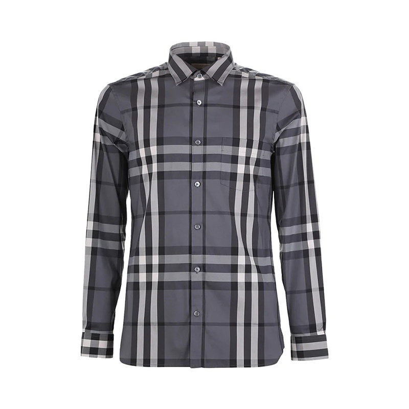 商品Burberry|博柏利 经典款 男士炭灰色弹力棉格纹长袖衬衫39835371,价格¥1708,第2张图片详细描述