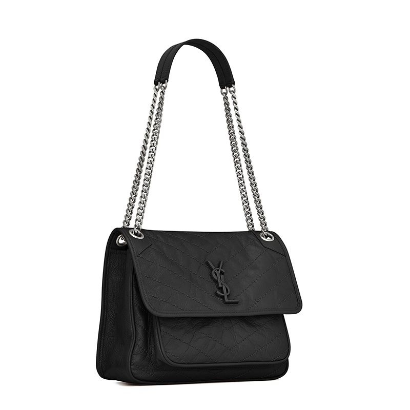 商品Yves Saint Laurent|SAINT-LAURENT PARIS/圣罗兰 YSL 新款 NIKI系列 女士中号黑色复古褶皱小牛皮翻盖徽标按扣单肩斜挎包6331580EN041000,价格¥21023,第6张图片详细描述
