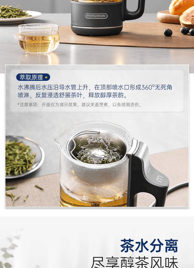 商品[国内直发] Morphy Richards|喷淋煮茶养生壶烧水壶MR6082家用多功能小型办公室萃取泡茶,价格¥260,第12张图片详细描述