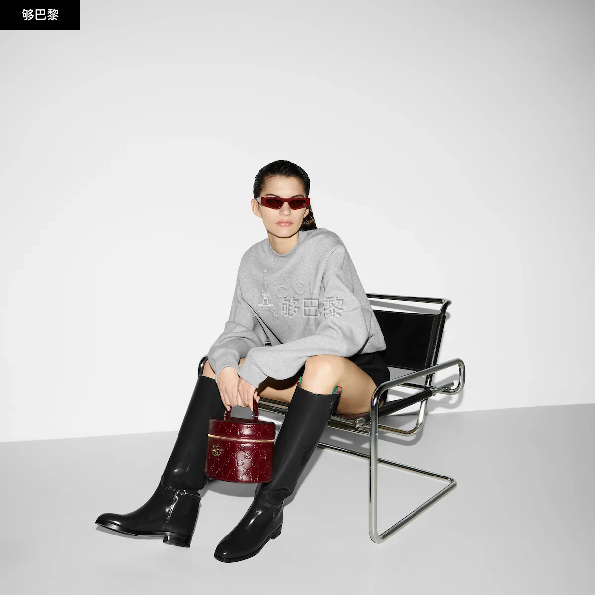 商品Gucci|【预售】 古驰 24秋冬 女士 卫衣 针织棉印花压纹卫衣 802787 XJGUT 1160,价格¥8116,第3张图片详细描述