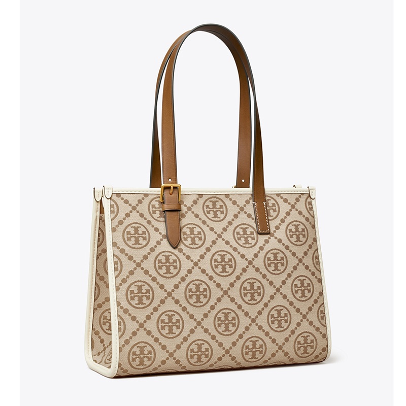 商品[国内直发] Tory Burch|汤丽柏琦TB女包 T MONOGRAM小号拉链单肩托特包女包 145535 榛子棕,价格¥2852,第5张图片详细描述