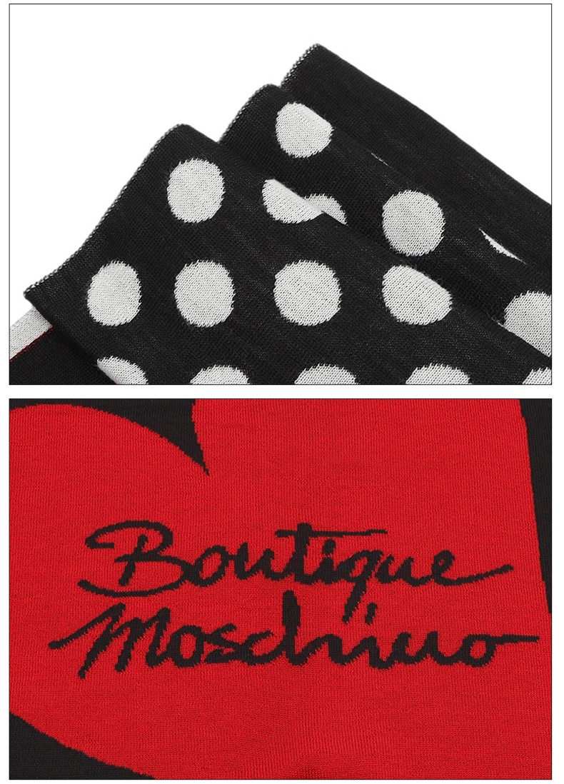 商品Moschino|莫斯奇诺 女士黑白拼色爱心波点图案围巾30711M2577 001（香港仓发货）,价格¥454,第6张图片详细描述