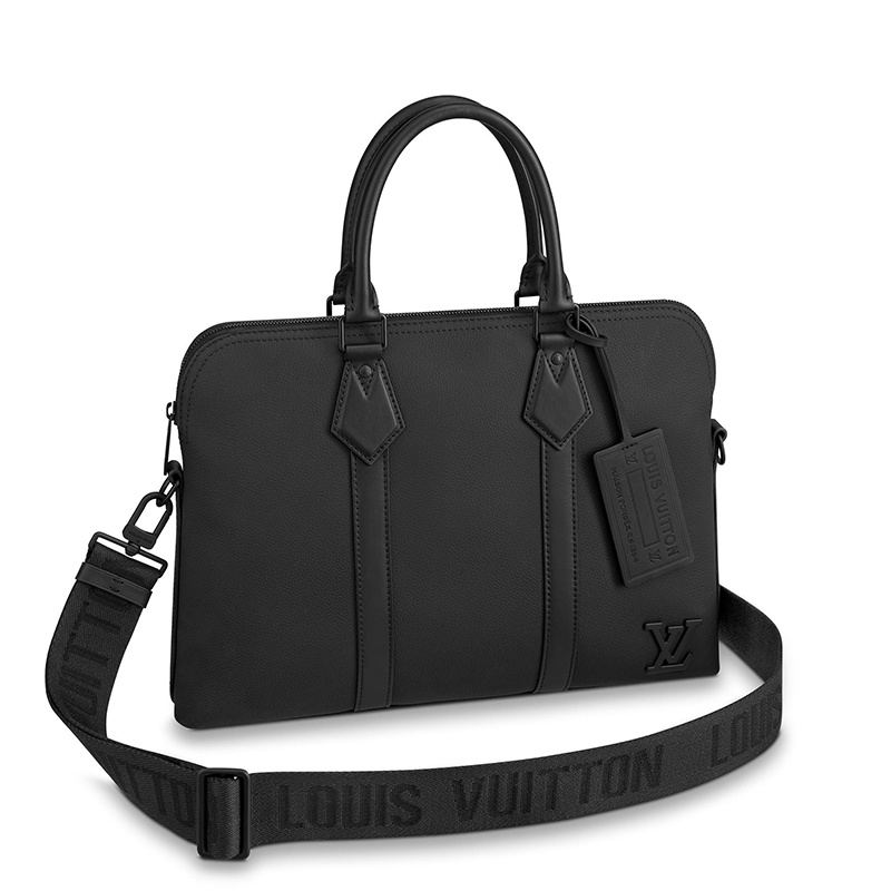 商品Louis Vuitton|预售10天 Louis Vuitton/路易威登 22春夏新款 男士黑色粒面小牛皮黑扣配可拆卸吊饰肩带拉链开合单肩斜挎手提公文包M59159,价格¥23320,第2张图片详细描述