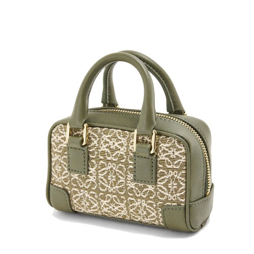 商品Loewe|【包税】LOEWE/罗意威 22春夏新款Amazona系列 女士Nano款绿色鳄梨绿色徽标提花织物配皮束带单肩斜挎手提包A039U96X02-4364,价格¥7131,第5张图片详细描述