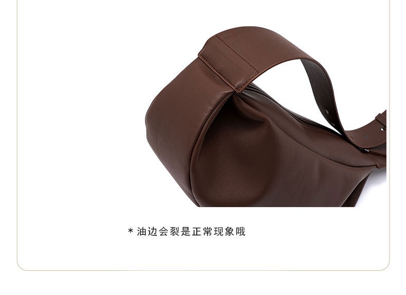 商品[国内直发] GLENVINTEN|格岚云顿新款小众复古饺子包真皮女包牛皮宽肩拉链单 肩斜挎包,价格¥631,第7张图片详细描述