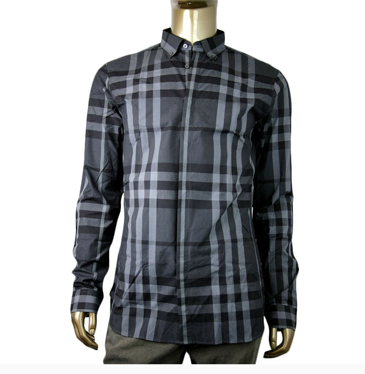 商品Burberry|Burberry 博柏利 灰黑色 男士衬衫 3944127,价格¥2116,第6张图片详细描述