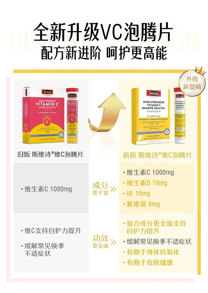 商品[国内直发] Swisse|Swisse高浓度免疫健康维生素C泡腾片60片,价格¥117,第2张图片详细描述