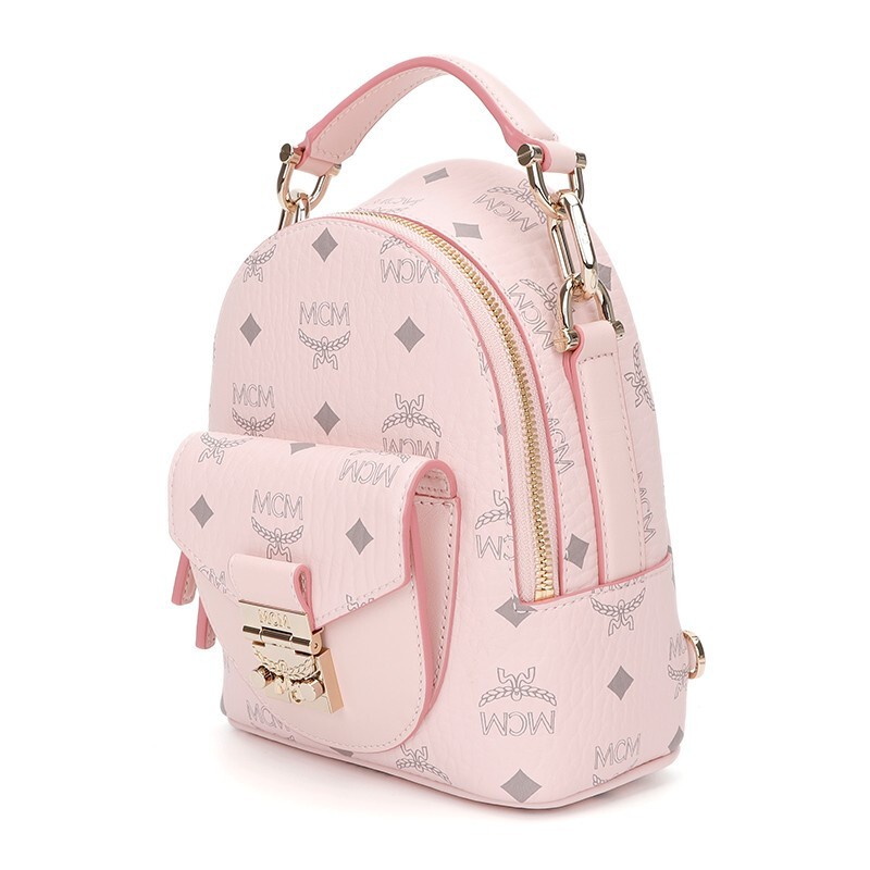 商品[国内直发] MCM|MCM 女士Partricia Visetos系列干邑色人造革配牛皮革迷你手提单肩双肩背包 MWKBSPA01CO001,价格¥4416,第12张图片详细描述