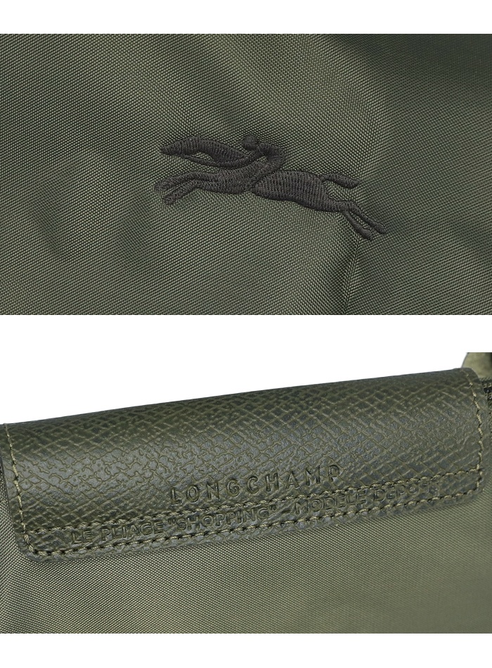 商品Longchamp|【SAvenue】LONGCHAMP 珑骧  环保帆布长柄大容量饺子手提单肩包 中号长柄 女款 森林绿色(提示：保税仓货品一人不可超过5单) 3597922092185（2605919479-22S）,价格¥626,第4张图片详细描述