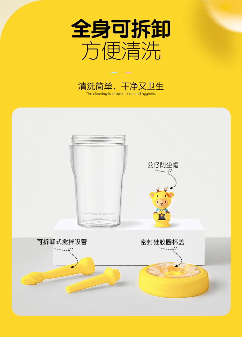 商品GERM|日本GERM格沵 萌趣吸管杯 470ML（黄/蓝/红色）,价格¥153,第8张图片详细描述