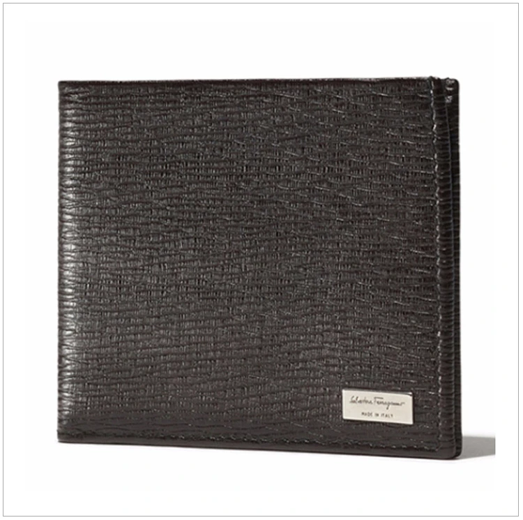 商品Salvatore Ferragamo|Salvatore Ferragamo 菲拉格慕 男士黑色牛皮时尚印花短款对折钱包 66-7068-351322,价格¥1929,第4张图片详细描述