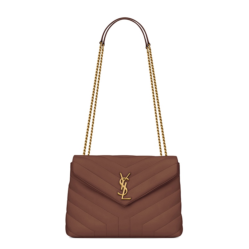 商品Yves Saint Laurent|SAINT LAURENT PARIS/圣罗兰  LOULOU系列 女士小号布朗尼棕小牛皮Y缝金色徽标扣斜挎单肩包,价格¥19578,第2张图片详细描述